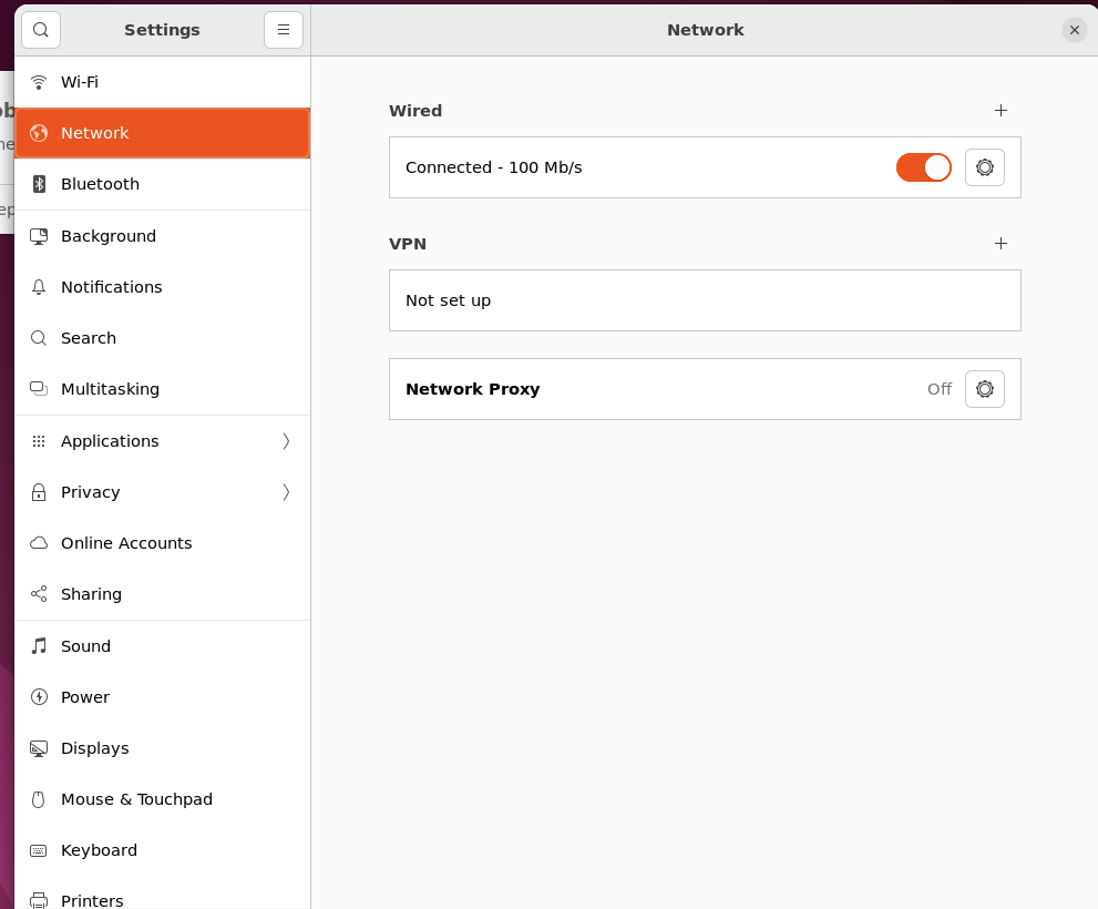 Open the computer's network settings