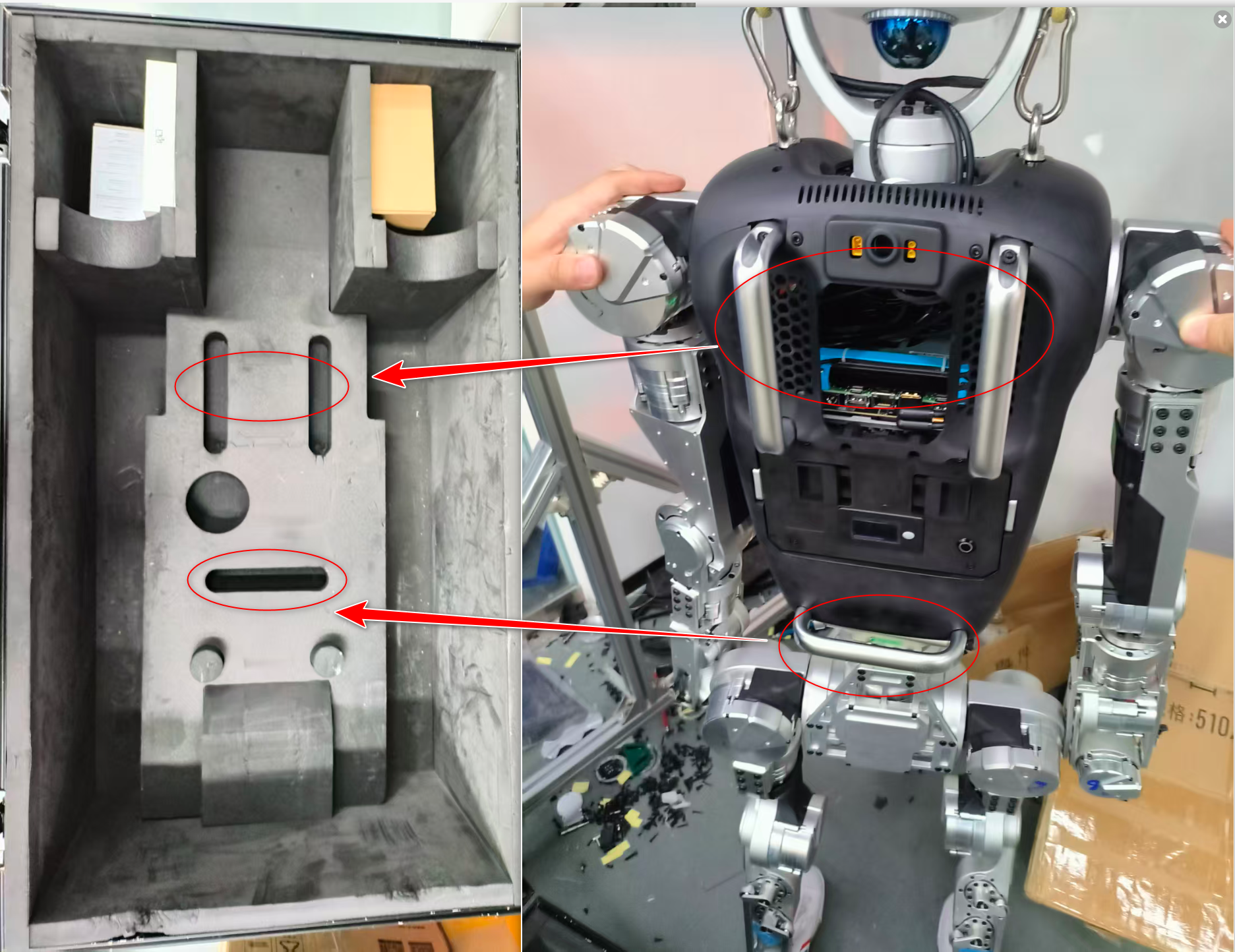 Figure 2-1: Lowering the robot into the case